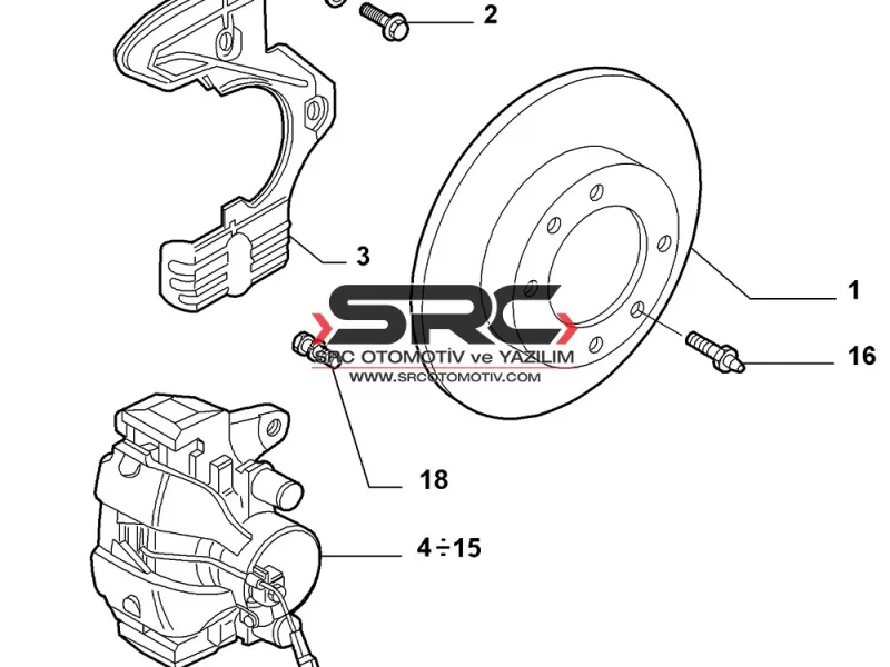 Fiat Egea Sedan Fren Kaliperi Sağ Ön Çift Piston